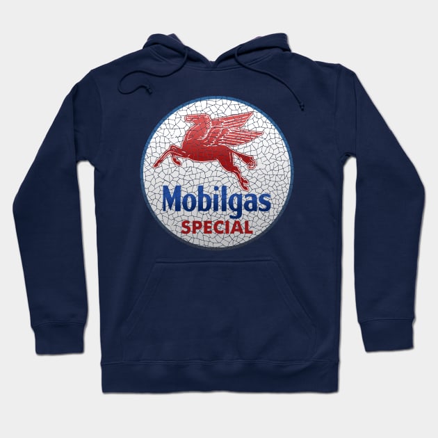 vintage oil mobil gas pegasus sign Hoodie by small alley co